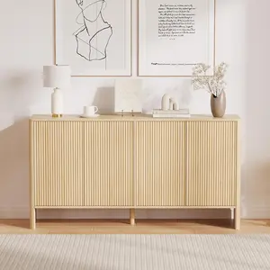 Gaomon 58in Modern Fluted-Door MDF Wood Sideboard Buffet Cabinet, Soft-Close Multi-Room Storage Cabinet, Farmhouse Coffee Bar for Kitchen, Dining Room