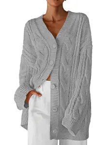 BTFBM Cable Knit Oversized Cardigan Sweaters for Women Trendy 2025 Fall Button Up Long Sleeve Winter Coat Cardigans#Clearance