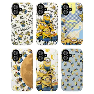 Cute Minions Stacked Phone Case Yellow Cartoon Protective Cover for iPhone 16 Pro Max 15 14 13 12 11 X Samsung Galaxy S25 S24 S23 S22 S21 Waterproof Durable