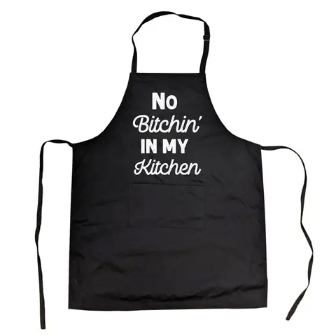 Cookout Apron No Bitchin In My Kitchen Grilling Baking Cooking Gift for Her Mom Funny Aprons Adjustable Graphic Print Funny Food Cover Grilling Apparel for Men Black