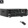 Areyourshop 2000W Peak Bluetooth 5.0 HiFi Stereo Power Amplifier with Remote Control,  5-Band EQ Live Audio Mixer, 4 Mic Inputs for Group Fun, FM USB SD AUX, for Home Car Mixer Radio Subwoofer Smartphone Audio Universal Karaoke, Sound System