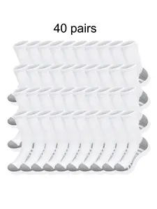 40 pairs of men's classic combination mid tube socks Sock Set - breathable, comfortable, moisture resistant, suitable for casual outdoor wear in all seasons - machine washable, striped knitted fabric, polyester material