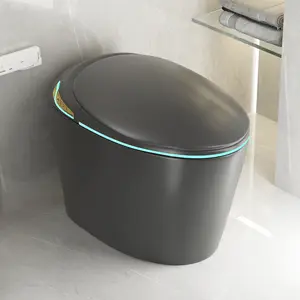 [Bellemave]Unique Smart Toile,  One Piece Toilet with Bidet Built In,Auto Open/Close Seat, Foot Sensor, LED Display,Night Light, Warm Water & Dryer,Grey