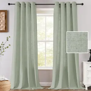 H.VERSAILTEX Extra Long Linen Curtains for Living Room Set of 2 Panels Grommet Drapes Linen Fabric Privacy Curtains for Patio Door