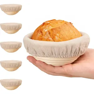 5 Inch Banneton Bread Proofing Basket Set of 6, Mini Sourdough Bread Baking Supplies, Small Banneton Basket Proofing Baskets for Sourdough Bread Baking