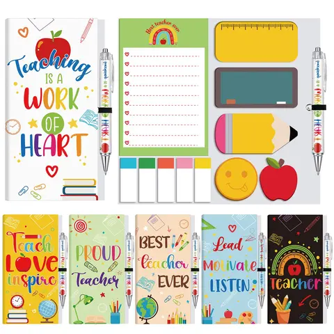 Gejoy 6-Piece Adorable Charming Back to School Teacher Gifts Sticky Notes & Pen Set, Cute Blackboard Pencil Self-Stick Memo Pads, Aesthetic Office Stationery Desk Supplies for Women Educators 2026, Six Pieces, Corgi Designs