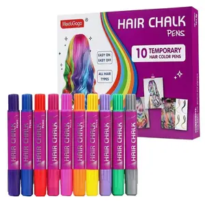 10-Color Temporary Dye Stick, 24+ Hours Long-Lasting, Non-Damaging, Hair Chalk Comb for Haircare, Halloween, At-Home DIY Cosplay (24 Months Shelf Life)