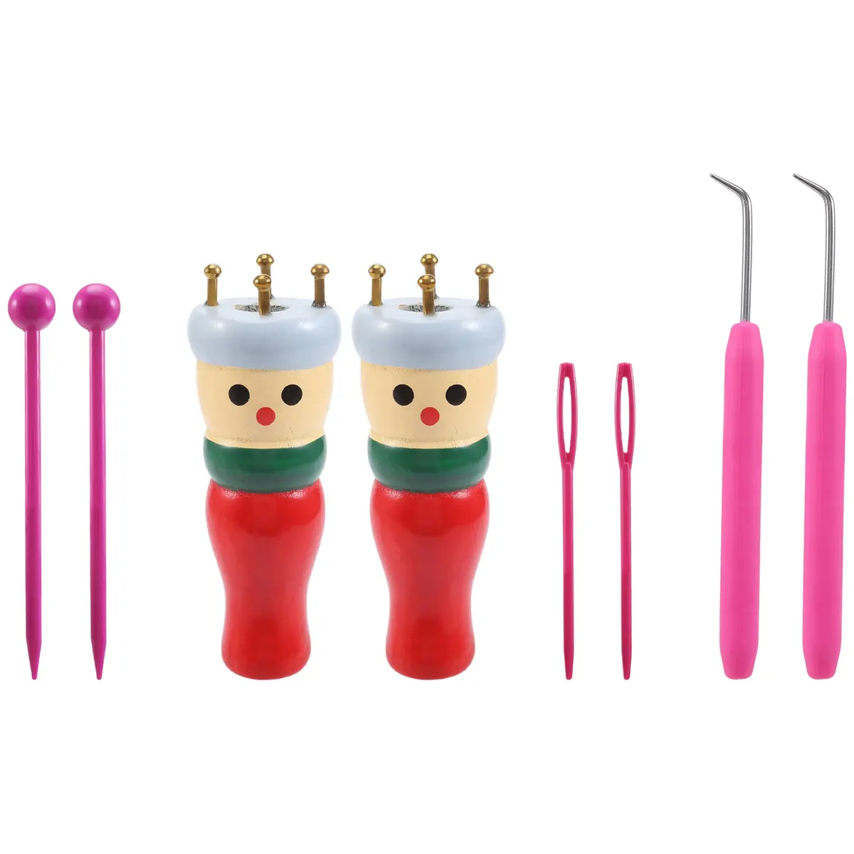 2-Pack Unisex Wooden French Knitter Tool Set - 3.54inch x 1.34inch Spool Knitting Dolly, Crochet Knitting Loom Toy with Accessories for Casual Bracelet Making, Ideal for Daughters