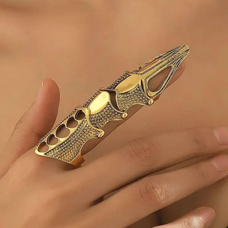 1pc Punk Exaggerated Claw Ring European Personalized Metal Joint Bendable Nail Rings for Women Men Hollow Armor Knuckle Jewelry