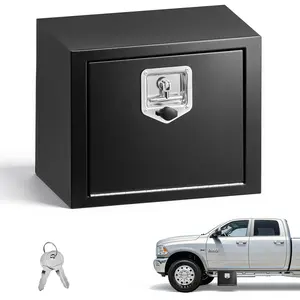 VEVOR Underbody Truck Tool Box, 18 x 12 x 14 Inch Heavy Duty Steel Trailer Storage Box with Lock & Keys, Waterproof Trailer Storage Organizer Under Body Chest with T-Handle for Truck, Van, SUV, Black