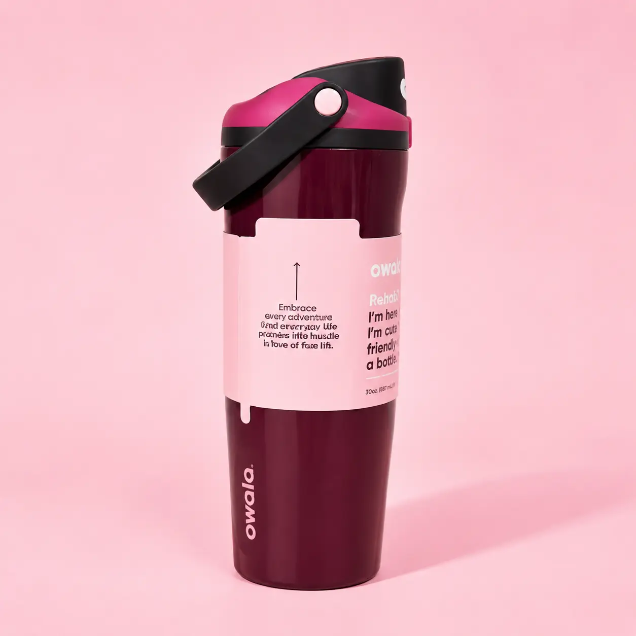 Owala FreeSip Style Bottle 32oz – Double Wall Insulated Gym & Travel Tumbler, Hot & Cold Drink Bottle, Premium Pink Edition