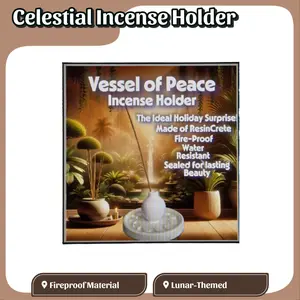 Vessel of Peace Celestial Themed Stick Incense Holder Made of ResinCrete FireProof WaterResistant Ideal Holiday Surprise Aromatherapy Diffuser Lunar Themed Design