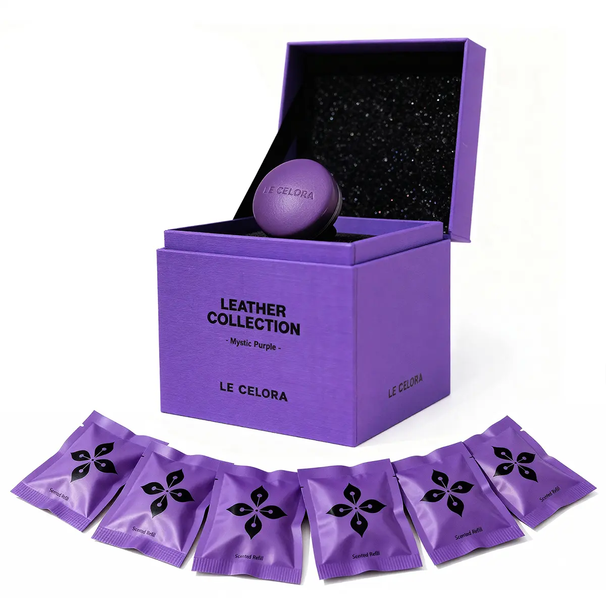 LE CELORA Premium Car Fragrance Diffuser - Refillable Auto Aroma Leather Car Freshener, Long Lasting 180-Day Scent