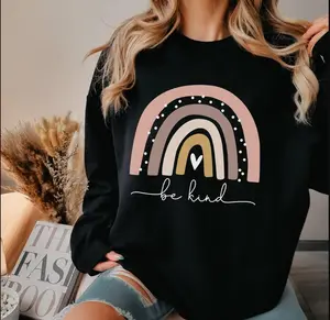 "Women's G-raphic Crew N-eck Sweatshirt, Be K-ind Sweatshirt, Rainbow Sweatshirt, Be Kind Hoodie, Inspirational Sweatshirt, Boho Sweatshirt "