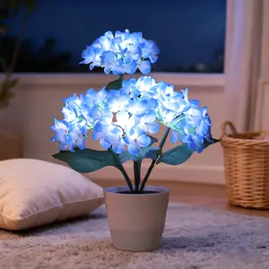 Pink Artificial Hydrangea LED Flower Pot - Lighted Floral Decor for Wedding, Christmas, Home Decor, Battery-Operated Night Light, Gift for Women