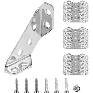 20PCS Universal Stainless Steel Corner Bracket, Premium Angle Bracket with Screws, Triangular Furniture Corner Connectors for Wood Furniture, Drawers, Cabinets, Tables, and Chairs