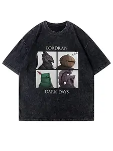 valentine shirts Men's Dark Souls Praise Sun Game T-Shirt - Eye-catching "EORDRAN" and "DARK DAYS" prints, street style crew neck short-sleeved shirt, durable 100% cotton casual style, a must for fans in all seasons