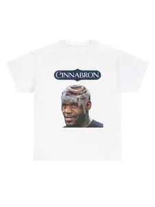 'cinnabron' Basketball Print T-Shirt, Breathable Casual Streetwear, Slim-Fit Short Sleeve Top for Men, Menswear, All-Season Fashion