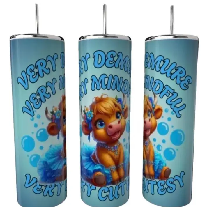 20oz VERY DEMURE, VERY MINDFUL, VERY CUTESY SUBLIMATED TUMBLER Drinkware Portable Washable Reusable