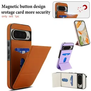 Leather Tri-fold Magnetic Stand with Credit Card Case For Google Pixel 9 Pro XL Pixel 9a 8A Pixel 8 Pro Luxury Protect Cover