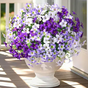 Artificial Flower, 8pcs/set Simulated 7-head Eucalyptus Morning Glory Fake Flower, Decorative Flowers for Home Garden Outdoor Decoration