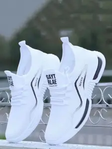 Men's Casual Sports Shoes Low Top Trainer Laces Letter Print Mesh Comfortable Running Sneakers, Size Runs Small, Order One Size Up