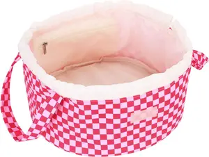 Large Barrel Drawstring Makeup Bag Travel  Bag for Women - Portable Make Up Organizer Bag for  Care & Toiletries with Brush Holder & Pouch