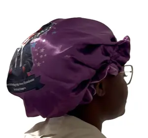 Double Lined Satin Bonnets For Hair Protection Blue Haircare Reversible Silky Soft Double Layer Satin Band Stretch Fit Comfortable Fit Daily Wear Heatless