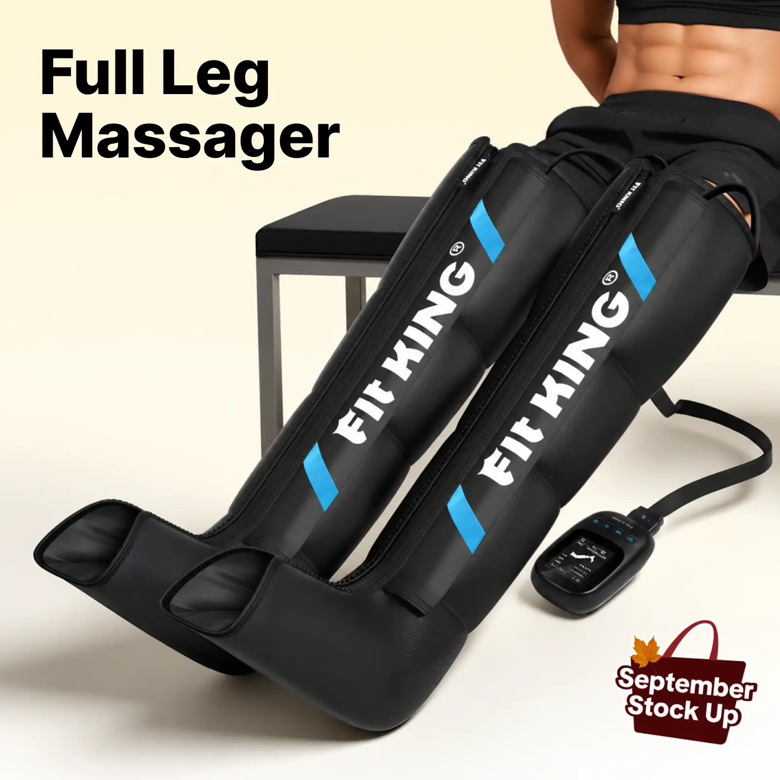 FIT KING Air Compression Full Leg Massager, Fast Recovery System for Calf, Thigh & Foot, Multi-Chamber Compression for Post-Workout Recovery, Improved Circulation & Muscle Recovery for Runners & Athletes