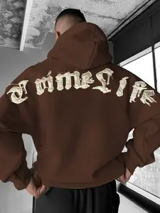 Men's High Street Oversized Hoodie, Loose-Fit Graphic Print Sweatshirt, Fall & Winter Casual Wear, Trendy Streetwear Essential