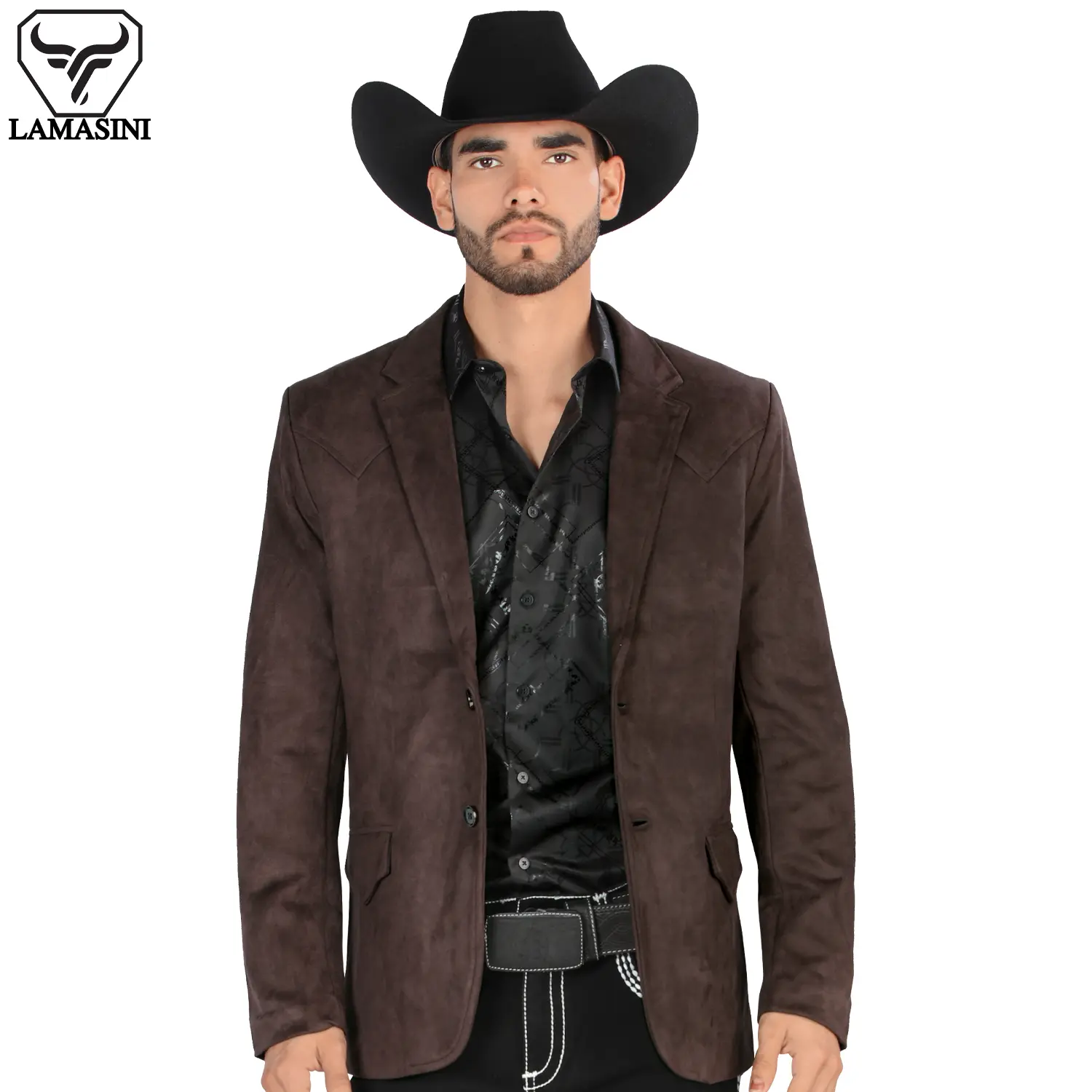 LAMASINI Men's Suede Blazer Slim Fit LM510, Stylish and Fitted
