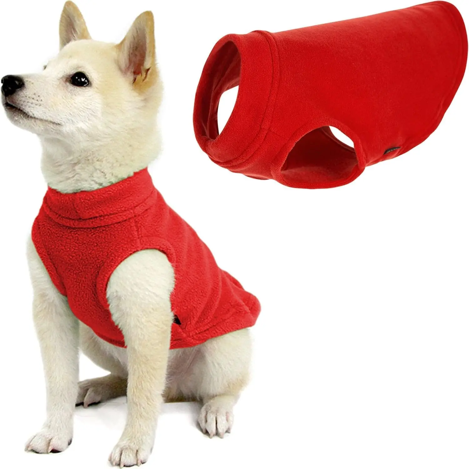 Stretch Fleece Vest Dog Sweater Red Medium - Warm Pullover Super Stretchy Fleece Dog Jacket for Small to Large Dogs