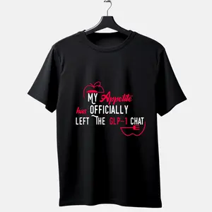 Funny Diet & Fitness Gift T-Shirt – My Appetite Has Officially Left The GLP-1 Chat – Black Graphic 100% Cotton Unisex Tee, Soft & Comfy