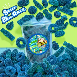 Sour Blue Razz Gummy Mix - Tangy Blue Raspberry Snack Gummi Mix for Sour Candy Lovers (Gummy Shapes & Varieties May Vary)