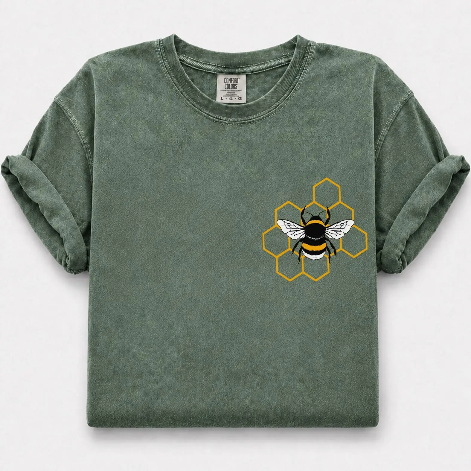 Comfort Colors Bee Shirt, Honeycomb Graphic Tee, Minimalist Nature Shirt, Gift for Garden Lovers