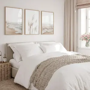 Neutral Beach Print Set of 3 Wall Art Boho Decor Bedroom Print Coastal Wall Art Minimalist Living Room Art Ocean Poster Beach Photography(PRODUCT DOES NOT INCLUDE FRAME)
