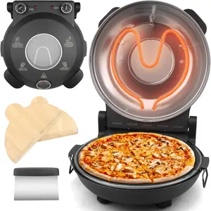 Electric Pizza Oven Indoor Countertop, 12 Inch Pizza Maker Machine for , Pizza Cooker & Grill,  Glazed Ceramic Stone, Graphite Gray