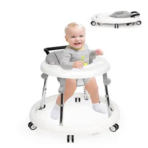 Baby Walker Foldable with 9 Adjustable Heights, Baby Walkers and Activity Center for Boys Girls Babies 7-18 Months, Baby Walker with Wheels Portable Cute