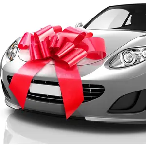 Mifflin-USA Big Car Bow (Matte Red, 30 inch) Gift Bow, Giant Bow for Car, Birthday Bow, Huge Car Bow, Big Red Bow, Christmas Bow, Gift Wrapping, Big Gift Bow for Car Decor with 2 Suction Cups
