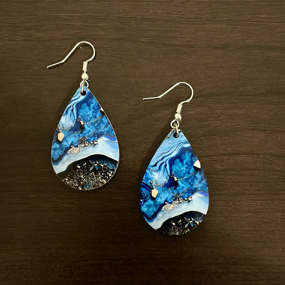 Marble Print Sublimation Drop Earrings
