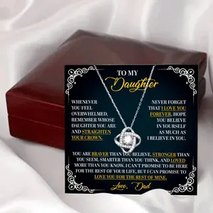 To My Daughter Necklace Gift From Dad, Daughter Gift, Inspirational Strength Gift, Daughter Necklace, Love Knot, Birthday Gift