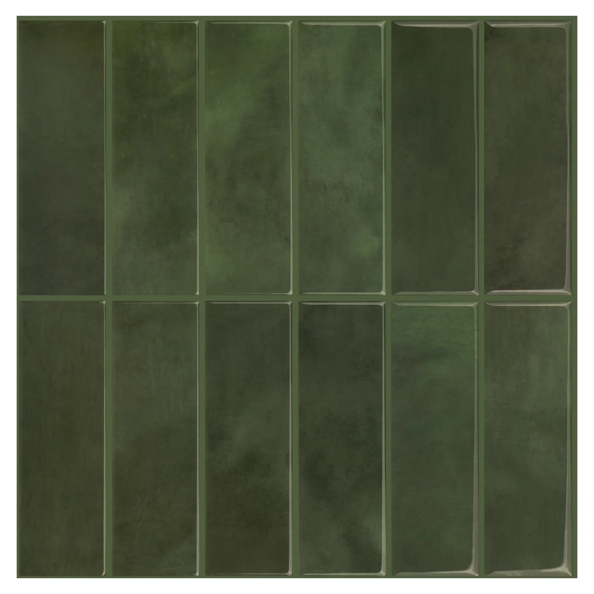 SELECT Peel and Stick Backsplash Tiles 5 Sheets 12"x 12" x 0.1" Thick Green 3D Design Heat & Water Resistant Solid Material