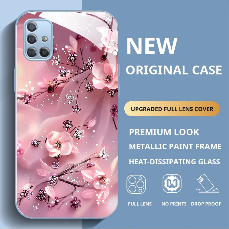Compatible with SAMSUNG A71 4G-A71 5G Case, FLORAL LUX GLITTER Aesthetic Pattern Phone Cover, Shockproof Protective Case HNNYHBL-0737