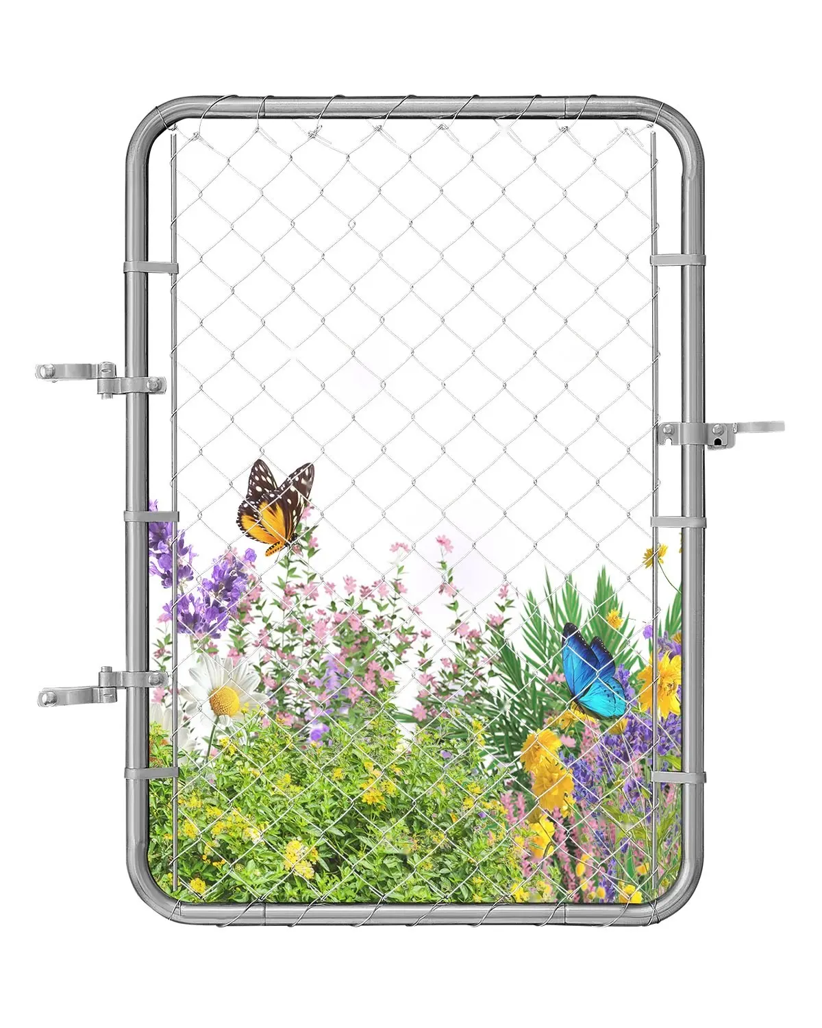 Chain Link Fence Gate Kit For 2-6 Ft Wide Gate Openings, 4 Ft High, Ideal For Garden Or Yard Fences, Durable Weather-Resistant Steel Gate Panel With Frame, Easy DIY Install, Includes Hardware; Posts Not Included