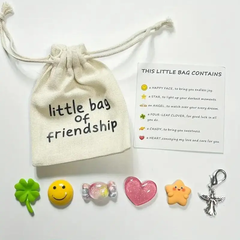 1 set Friendship Pouch, Including Four-Leaf Clover, Little Angel Keychain, Star-Shaped Ornaments, Cute Keychain, Cute Keychain Accessory, Friendship Blessing Card, For Friends, Classmates, Suitable For Party, Birthday, Graduation Gifts