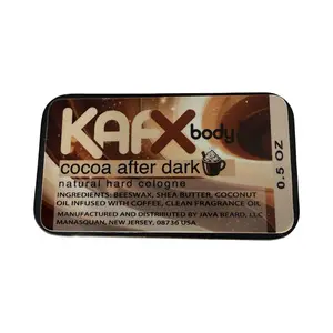 KAFX Body Cocoa After Dark Natural Hard Cologne Unisex with Beeswax & Shea Butter Alcohol Free 0.5 oz Tin Long Lasting Fragrance Solid Form