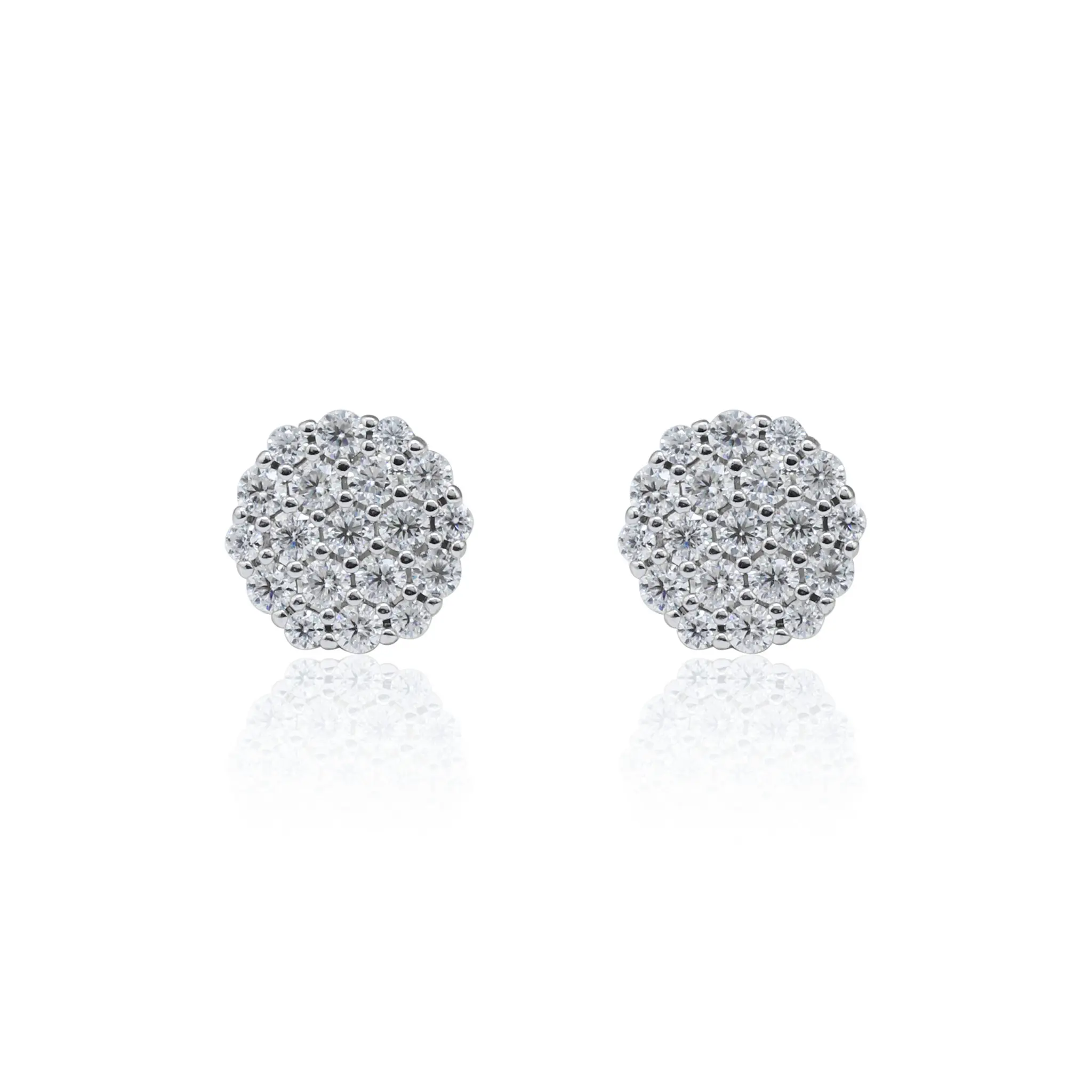 9mm Moissanite Cluster Earrings (Approx. 0.88 CT) – 925 Silver Screw Back