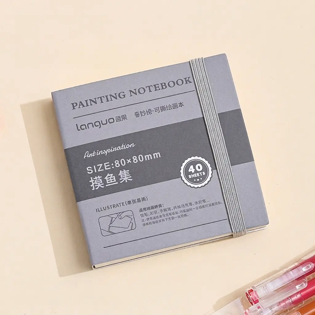 Languo Upgraded Tear-Off Painting notebook, 40 Sheets/80 Pages Mini Sketchbook, Travel Journal Pocket Hardcover Painting and Writing, portable