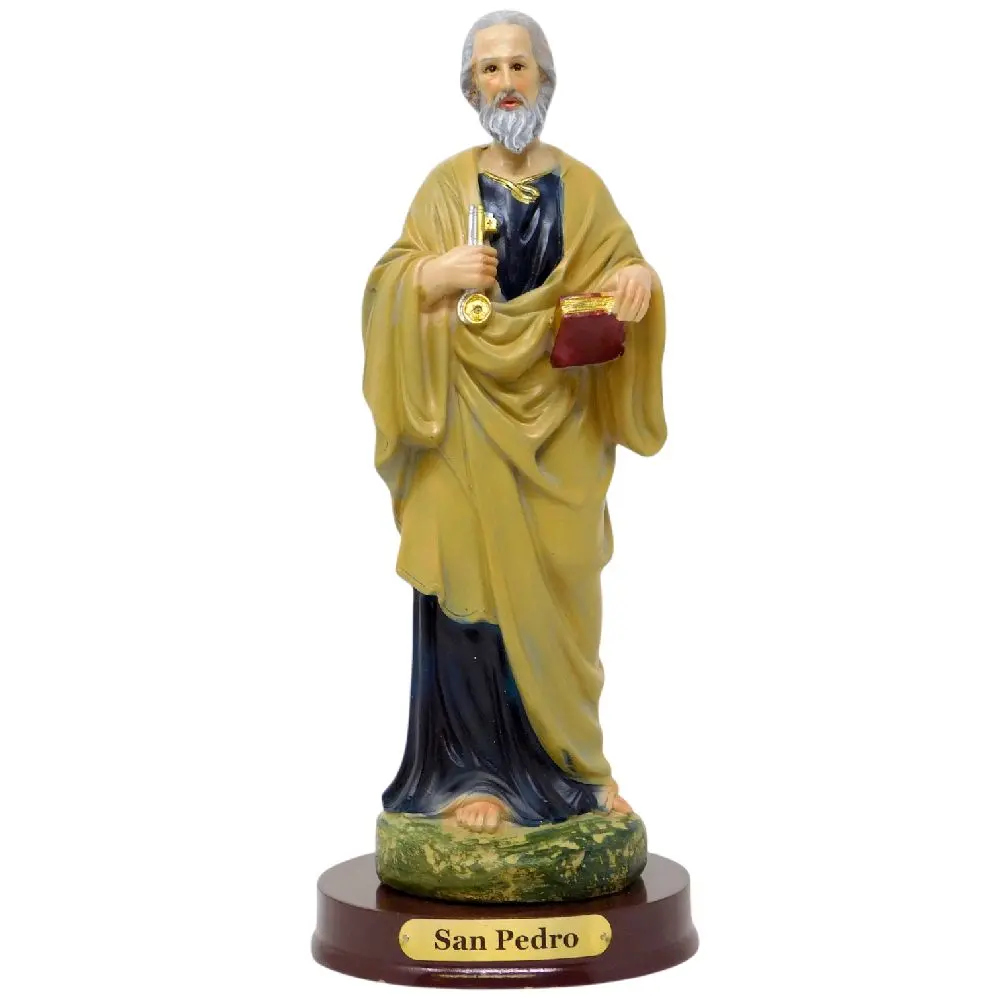 San Pedro 8"-12 Inches Tall Statue Classic Plain Saint St Peter Apostol Religious Decor Standing Ornaments  Estatua