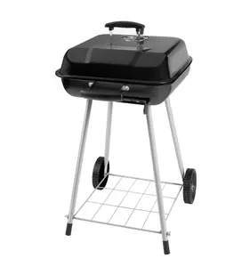 Charcoal Grill 17.5 Inch with Wheels Black Portable Outdoor BBQ Grill for Easy Mobility and Versatile Cooking